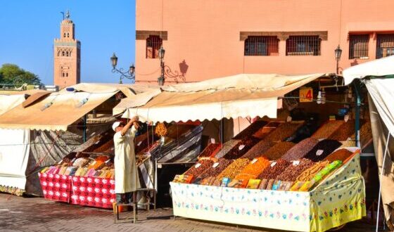 Jemaa el-Fna, puestos de comida, Mezquita Koutoubia, Marrakech