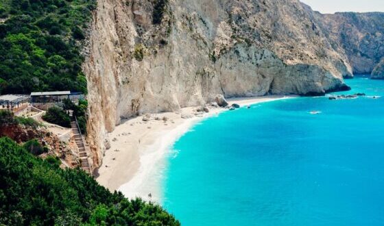 La playa de Porto Katsiki, la isla de Lefkada, Grecia