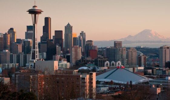 The Space Needle and the Seattle skyline taken from Kerry Park on Queen Anne Hill.