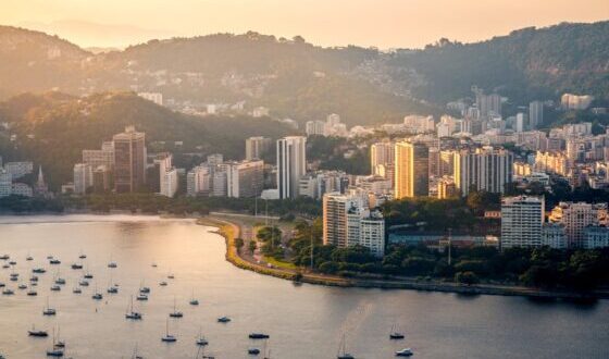 Vista de la playa de Botafogo desde Sugarloaf, Río de Janeiro